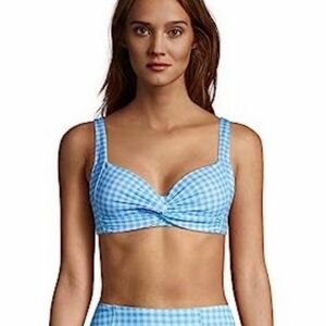 NWT Lands' End Blue Gingham Bikini Top
